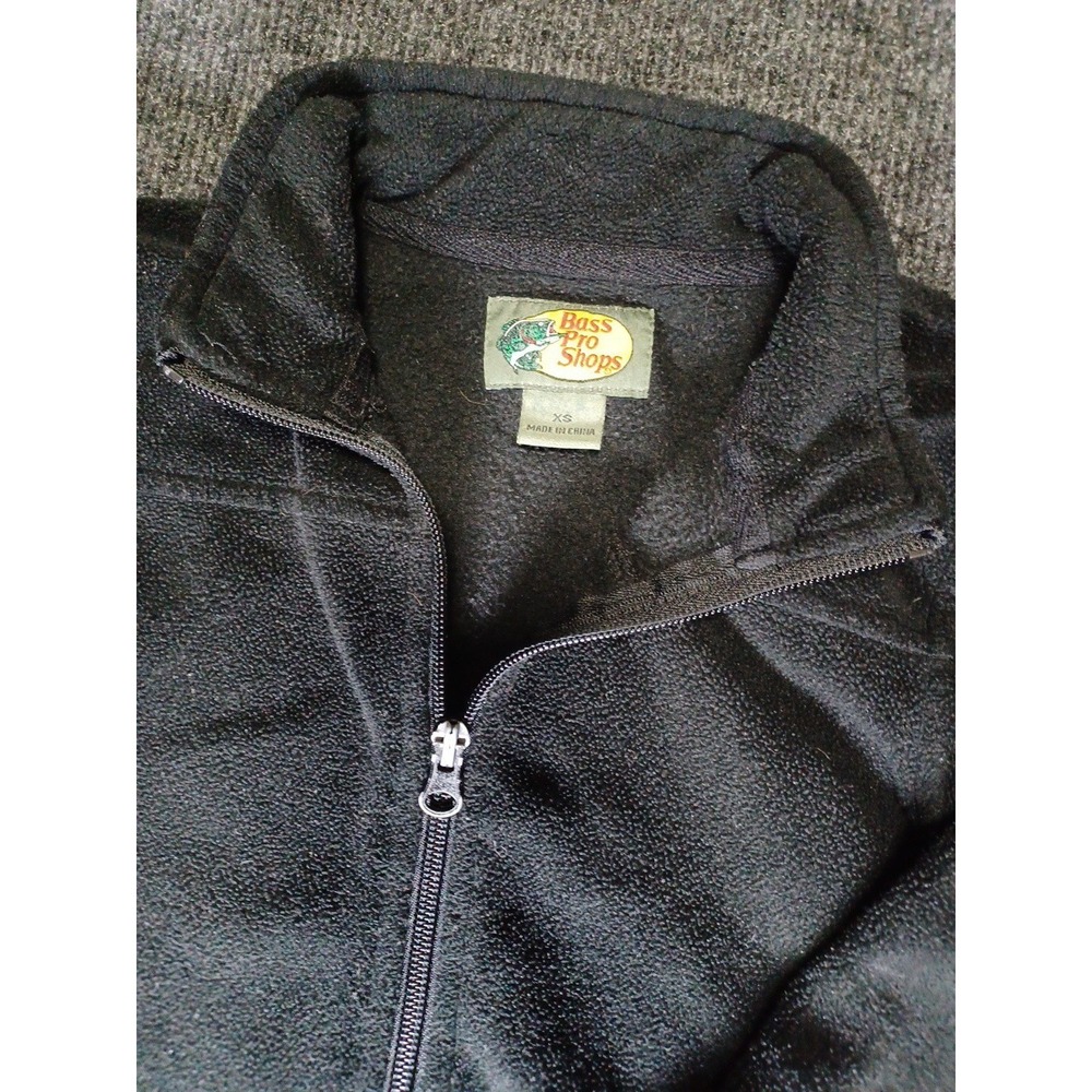 Bass Pro Shop Kids XS Full Zip Black Fleece Sweater